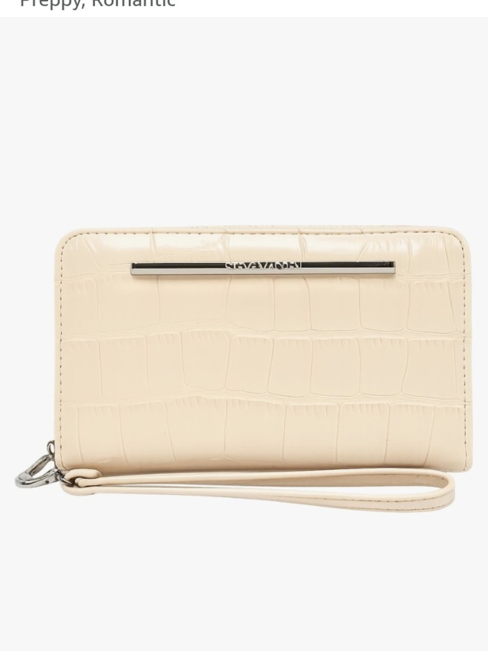 Cream Croc-Embossed Wristlet Wallet By Steve Madden ✨